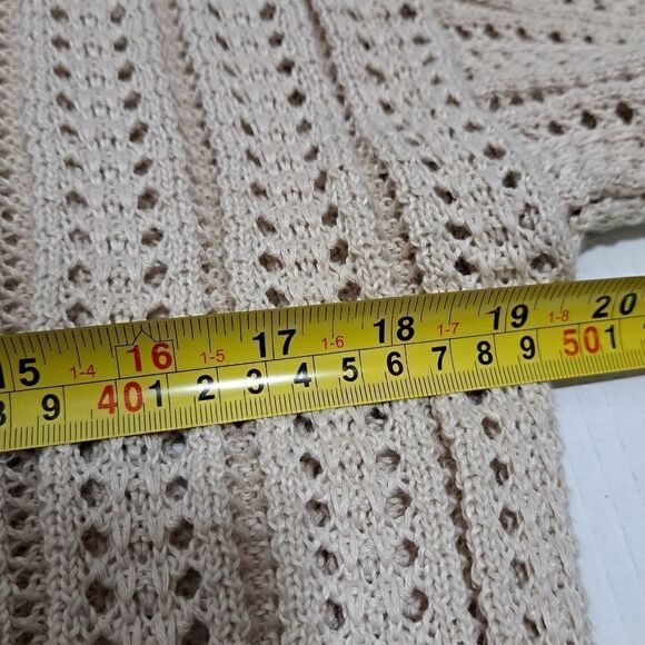 Solitaire 2 Piece Set Crochet Boho Knit Top/Pants Cover Up Large Oatmeal NWT - Picture 9 of 17